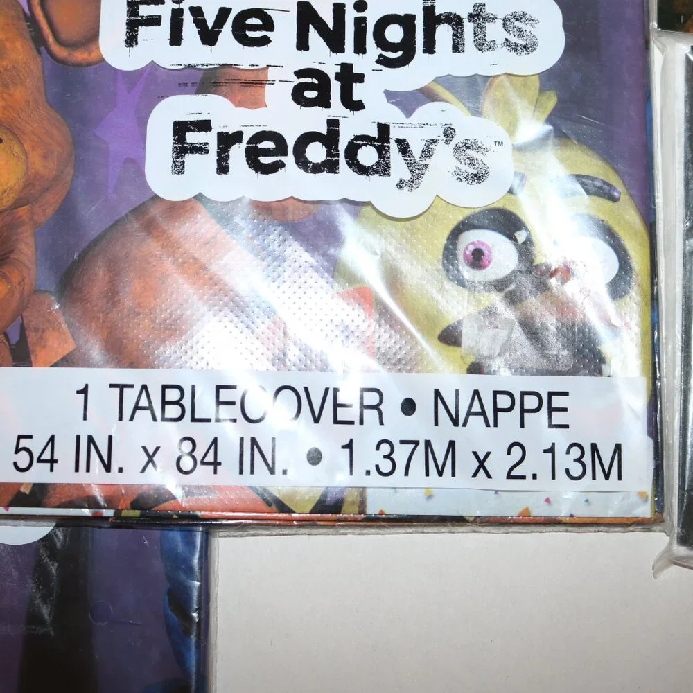 Lot of 4 FNAF party decoration/supplies 2 packs of sealed invites & table cover